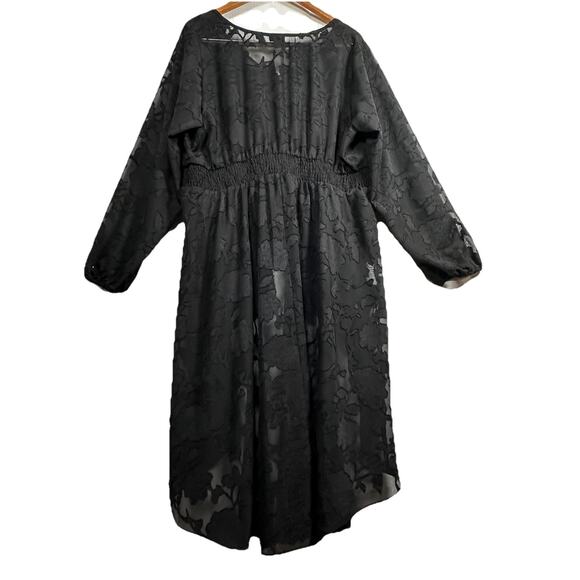 Torrid 2X Chiffon Floral Clip Dot High-Low Top Deep Black Boho Flowy Plus Size - Picture 6 of 6